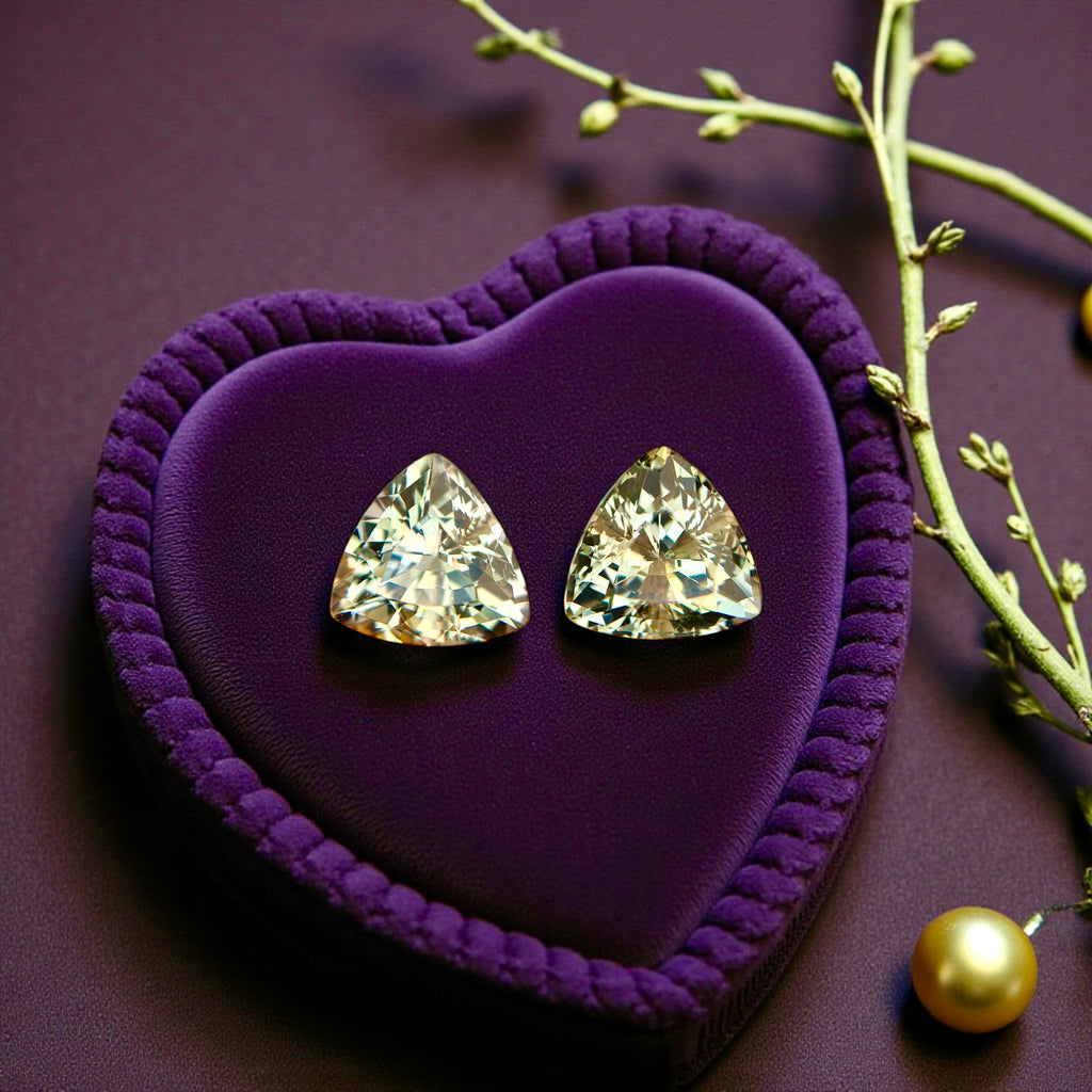 5.78 CT NO HEAT TANZANITE AMAZING PAIR WITH INTENSE YELLOW COLOR