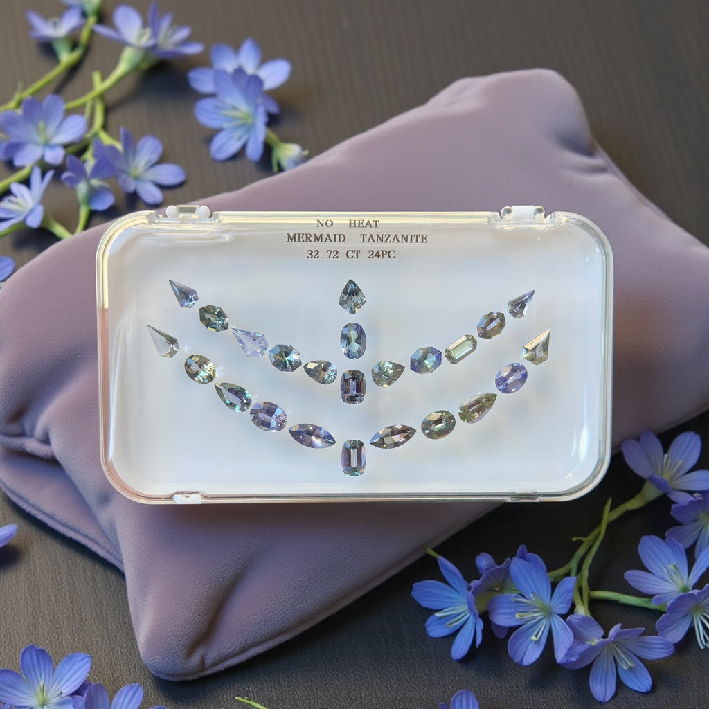 32.72 CT NATURAL NO HEAT MERMAID TANZANITE SET