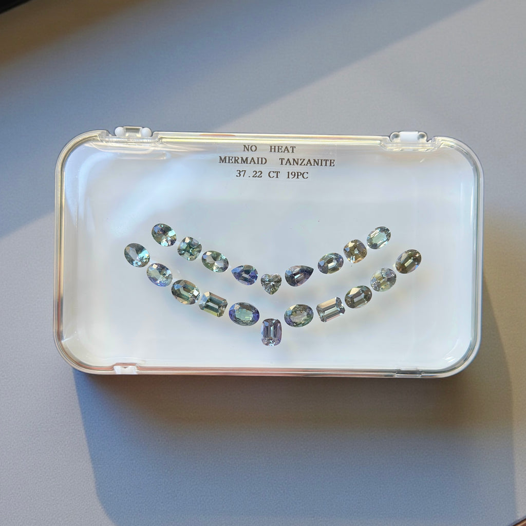 37.22 CT NATURAL NO HEAT MERMAID TANZANITE SET