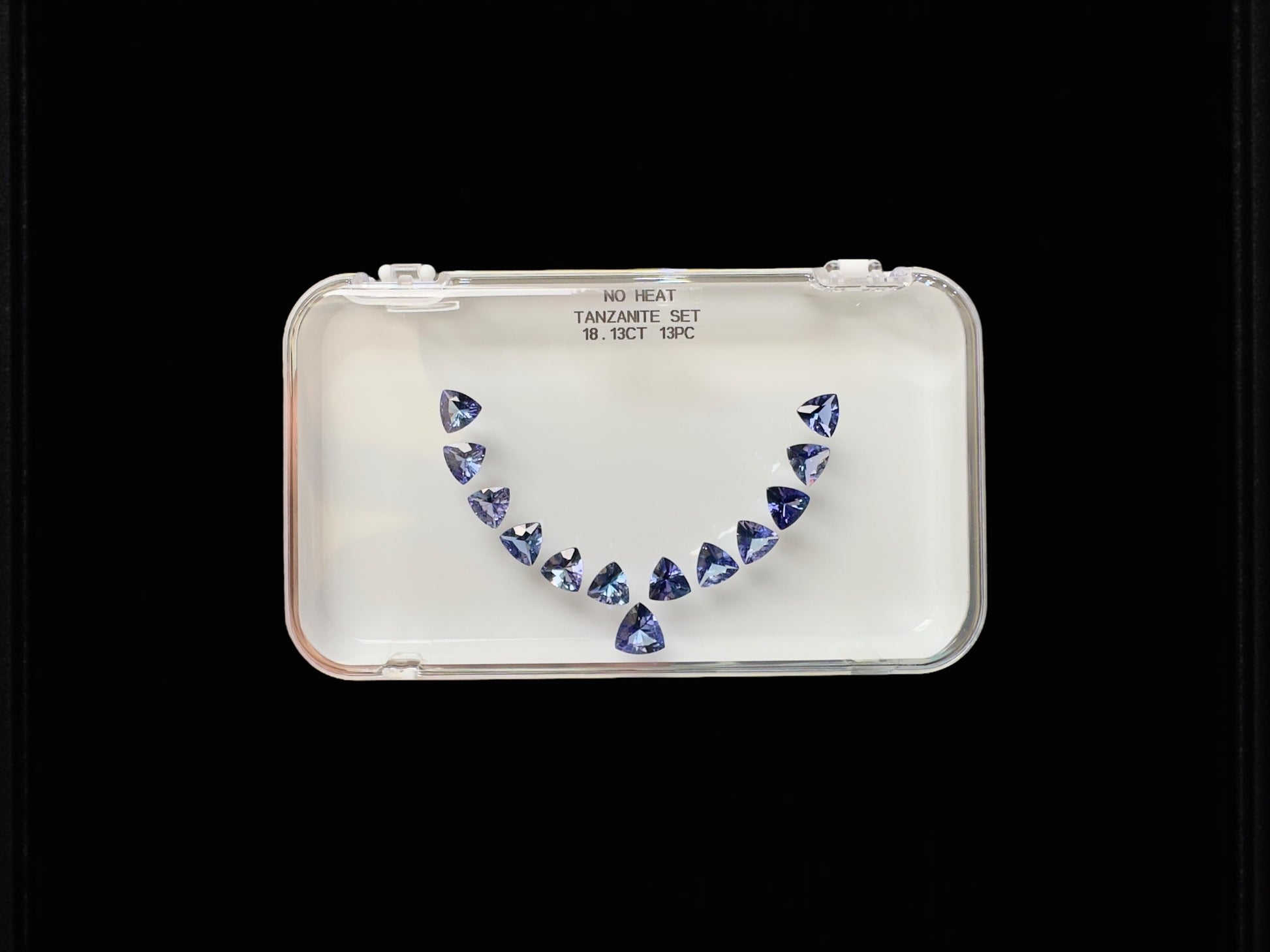 9.07CT NATURAL NO HEAT TRILLIANT SHAPE TANZANITE SET