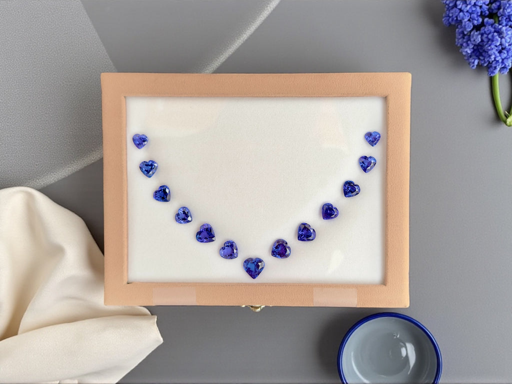 61.43 CT NATURAL  TANZANITE  HEART SHAPED TANZANITE SET