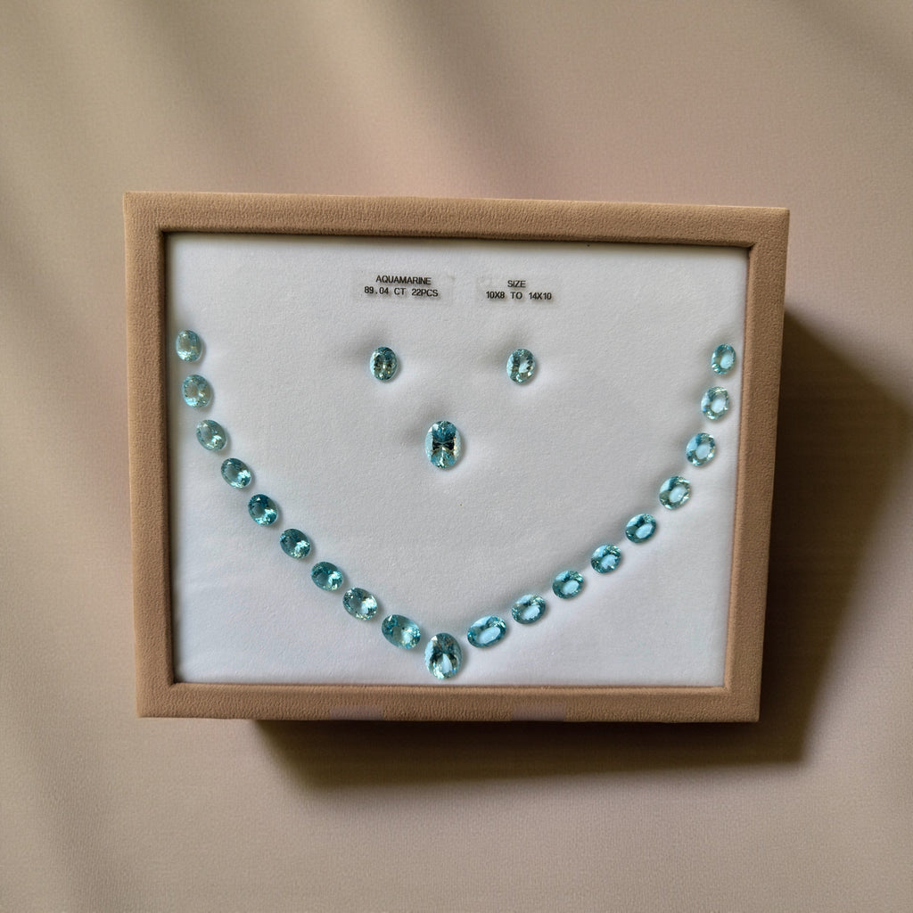 89.04 CT NATURAL ELEGANT AQUAMARINE CUSHION SHAPE SET