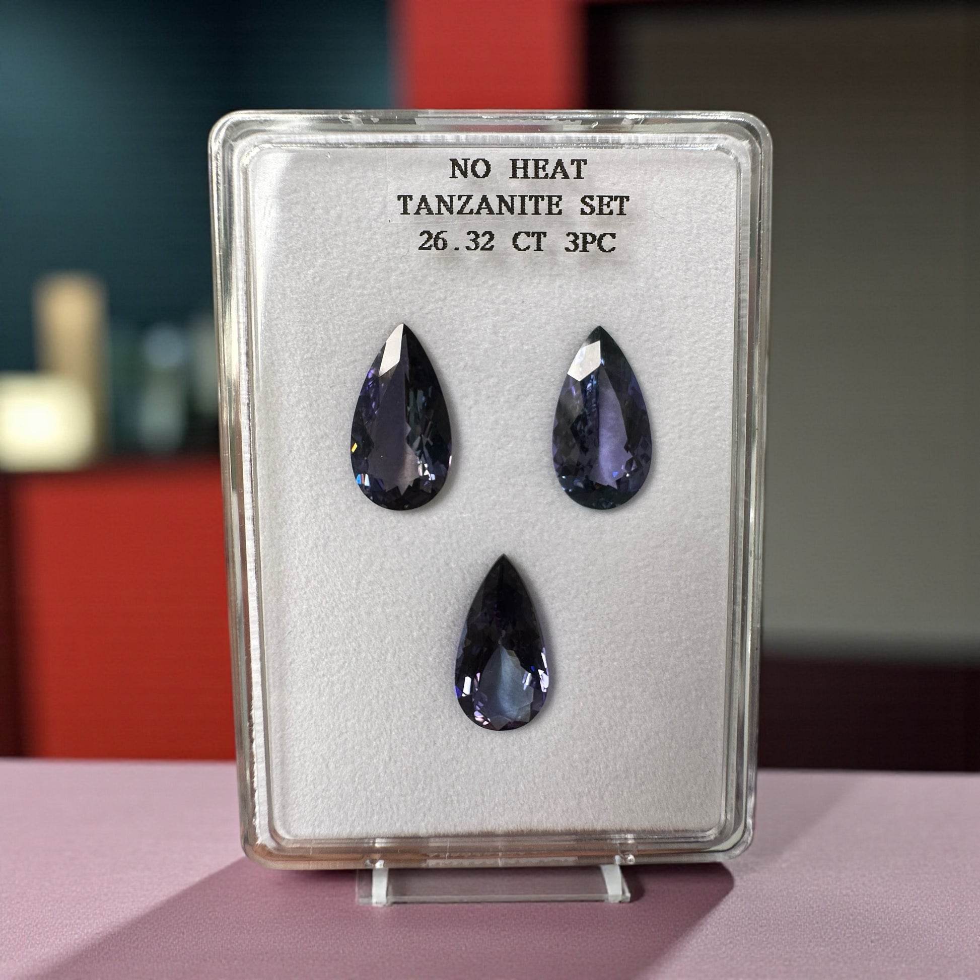 26.32 CT NATURAL NO HEAT PEAR SHAPE TANZANITE SET