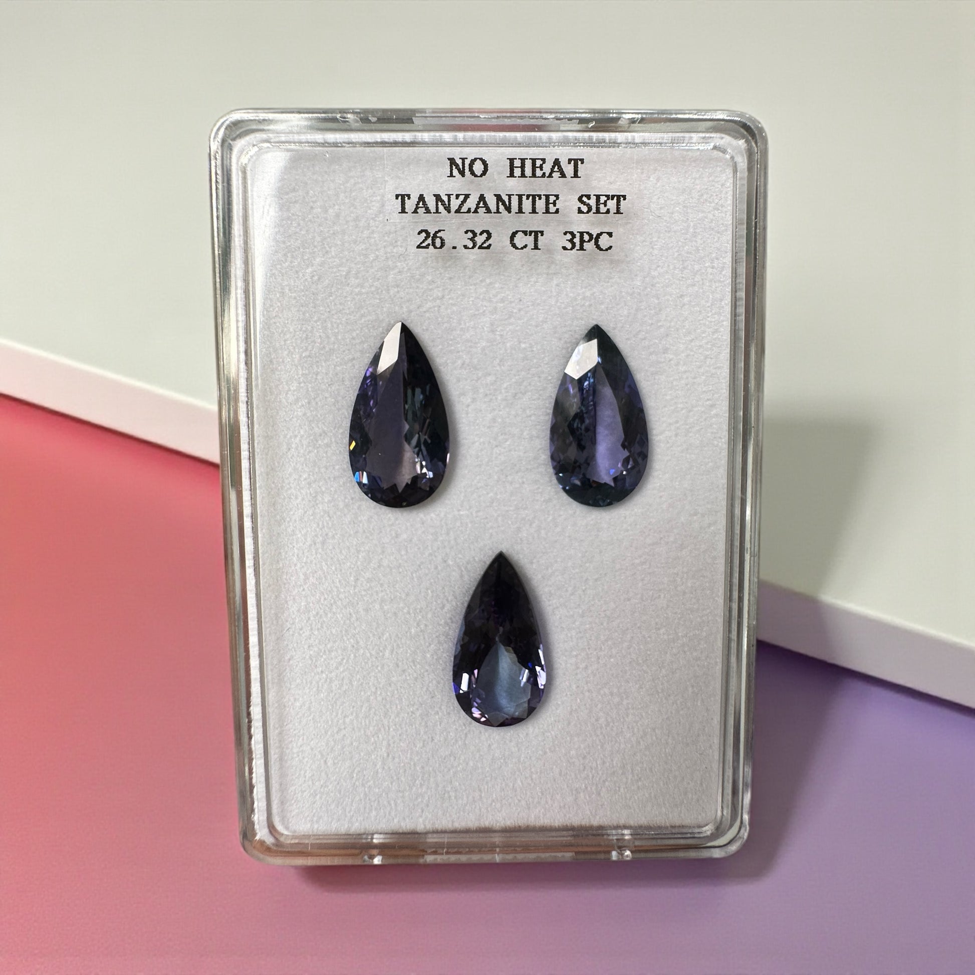 26.32 CT NATURAL NO HEAT PEAR SHAPE TANZANITE SET